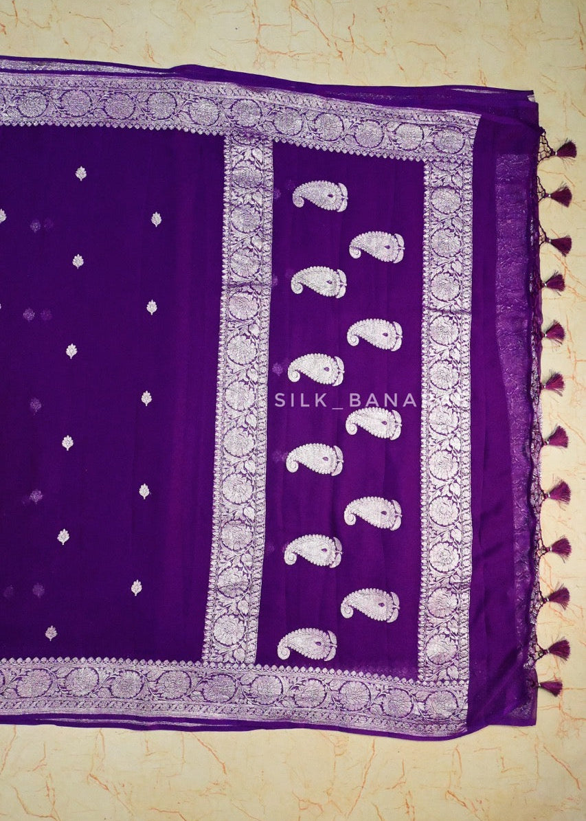Purple Shade Khaddi Chiffon Saree