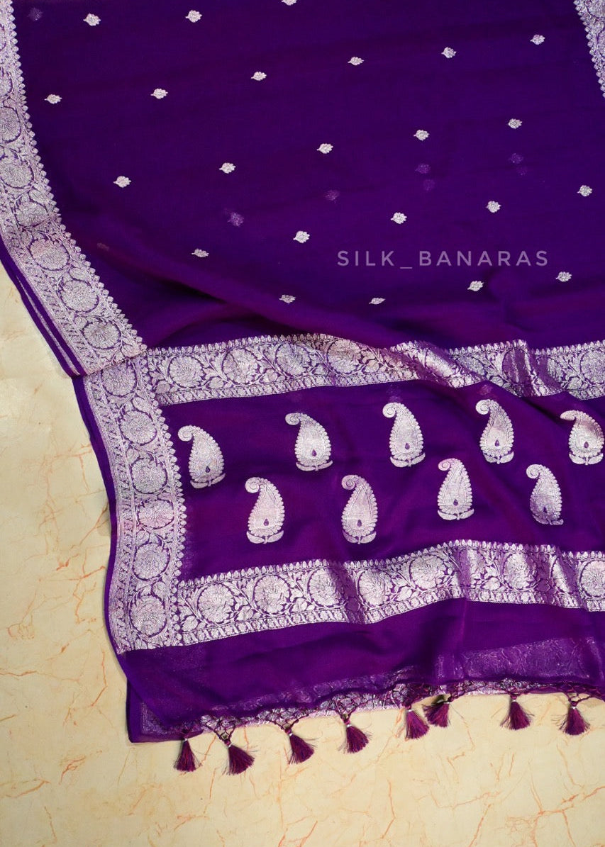 Purple Shade Khaddi Chiffon Saree