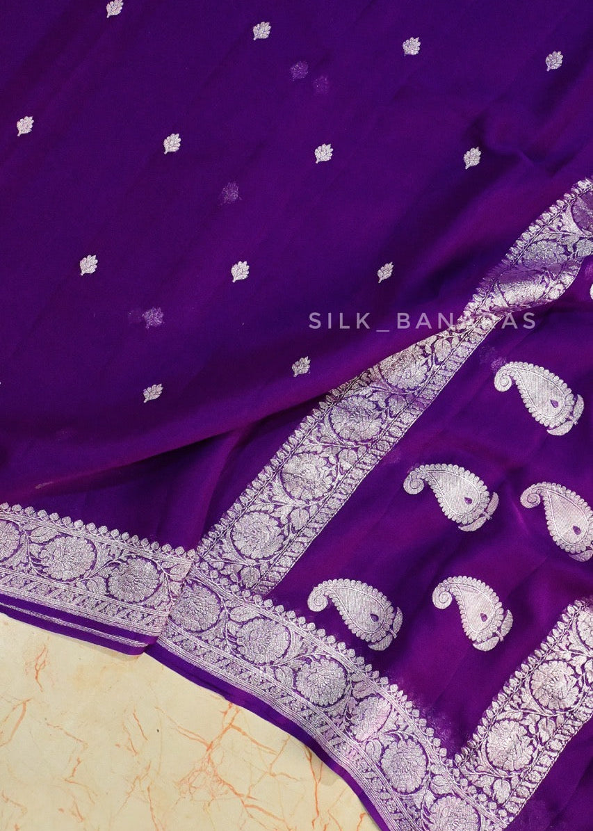 Purple Shade Khaddi Chiffon Saree