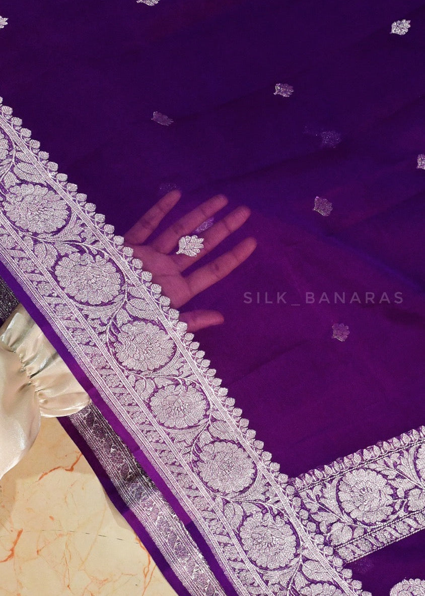 Purple Shade Khaddi Chiffon Saree