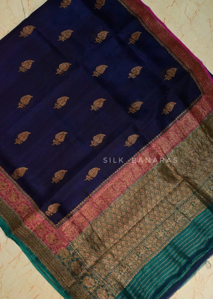 Triple Shade Handwoven Kora Organza Saree