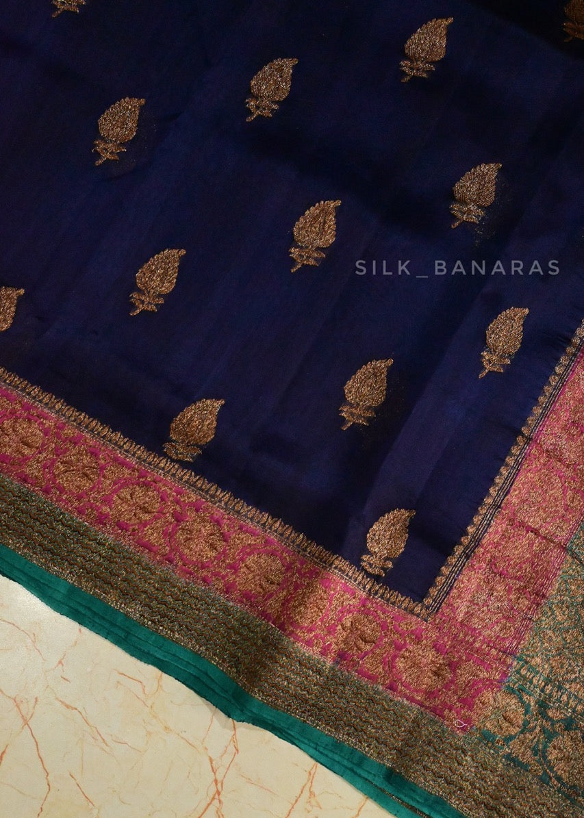 Triple Shade Handwoven Kora Organza Saree