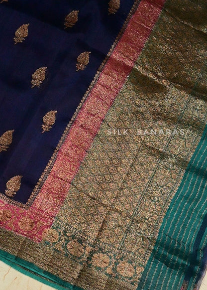 Triple Shade Handwoven Kora Organza Saree
