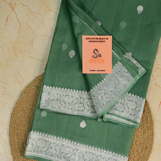 Olive Green Chiffon Saree