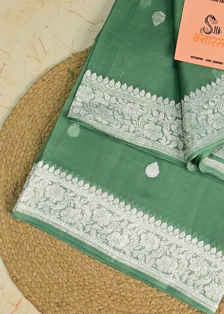 Olive Green Chiffon Saree
