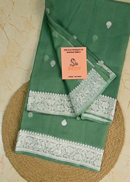 Olive Green Chiffon Saree