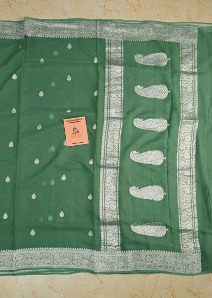 Olive Green Chiffon Saree