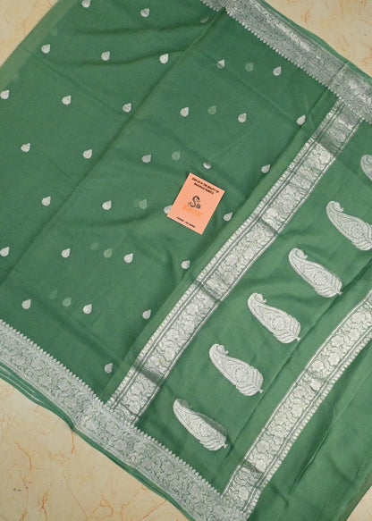Olive Green Chiffon Saree