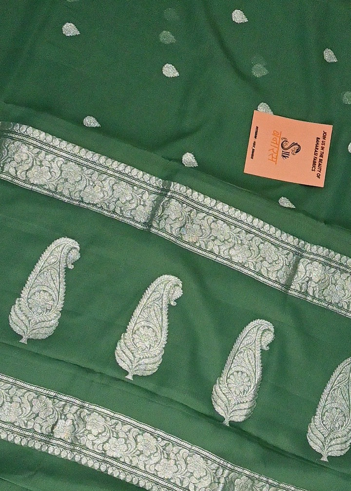 Olive Green Chiffon Saree