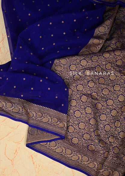 Khaddi Georgette in Dark Blue Color