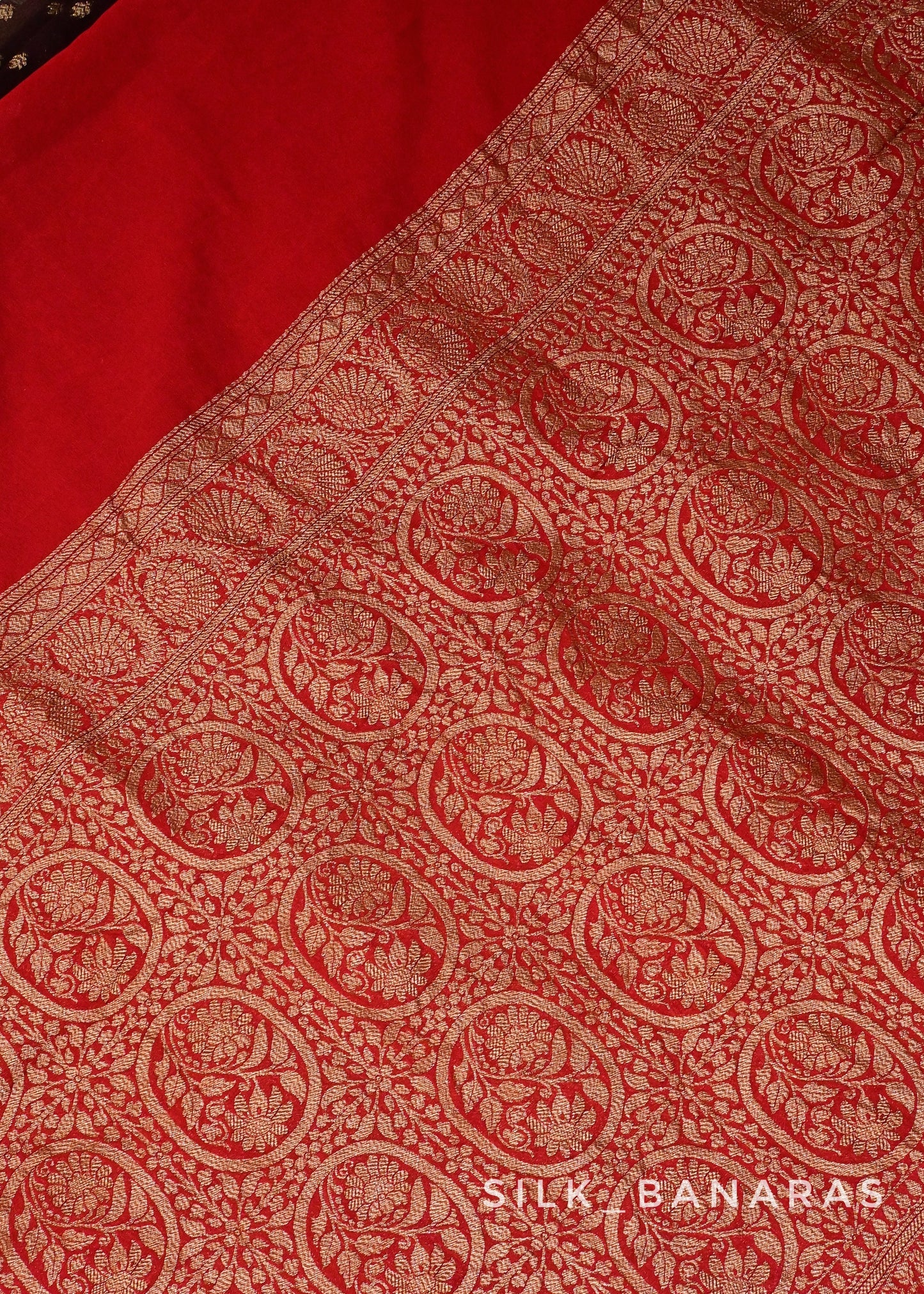 Banarasi Georgette Saree in Dark Brown and Red Shade