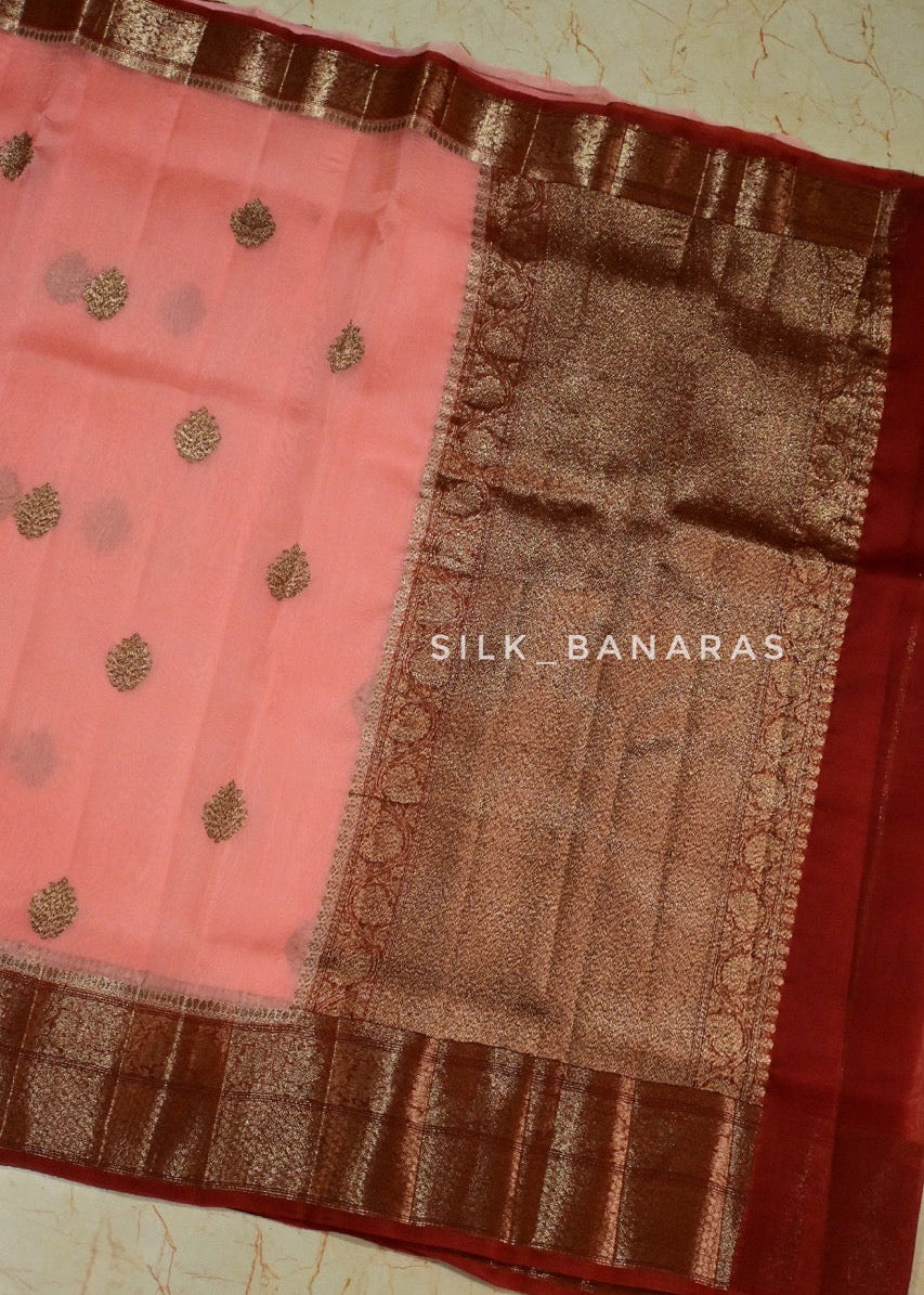 Handloom Pure Organza Silk Saree in Dual Shade