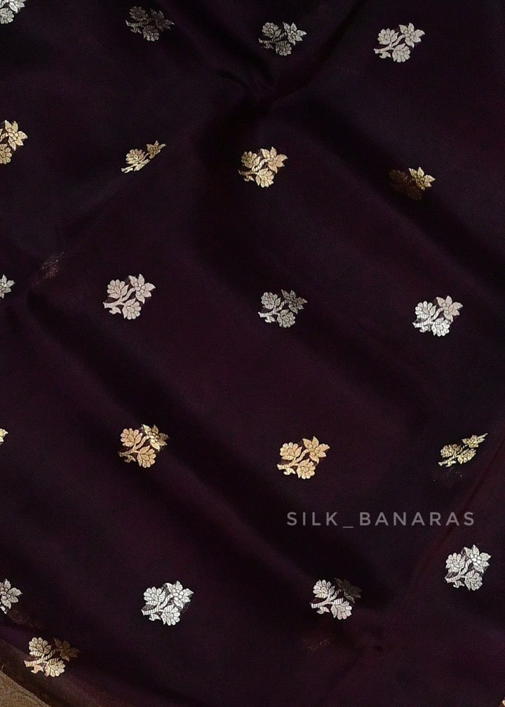 Handloom Pure Organza Purple Silk Saree