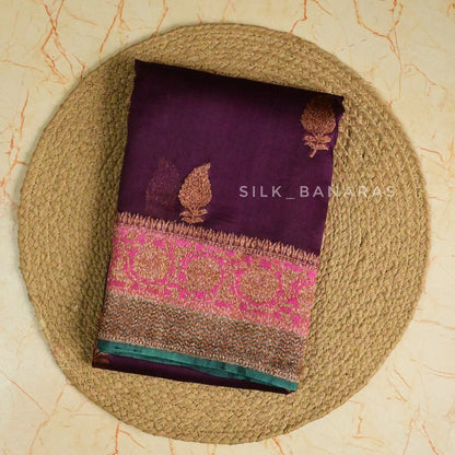 Handloom Organza Purple Triple Shade Saree