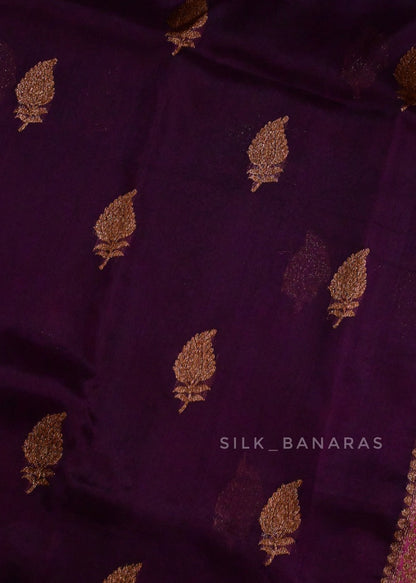 Handloom Organza Purple Triple Shade Saree