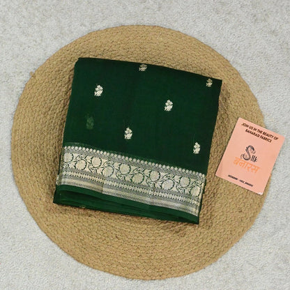 Handloom Pure Organza Silk in Bottle Green