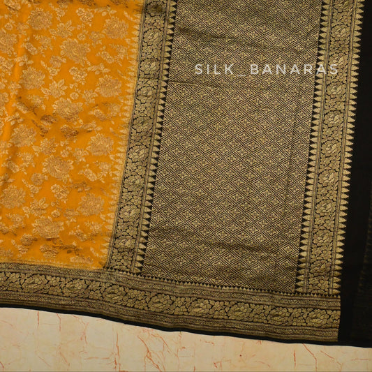 Dual shade floral antique zari saree