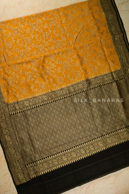 Dual shade floral antique zari saree