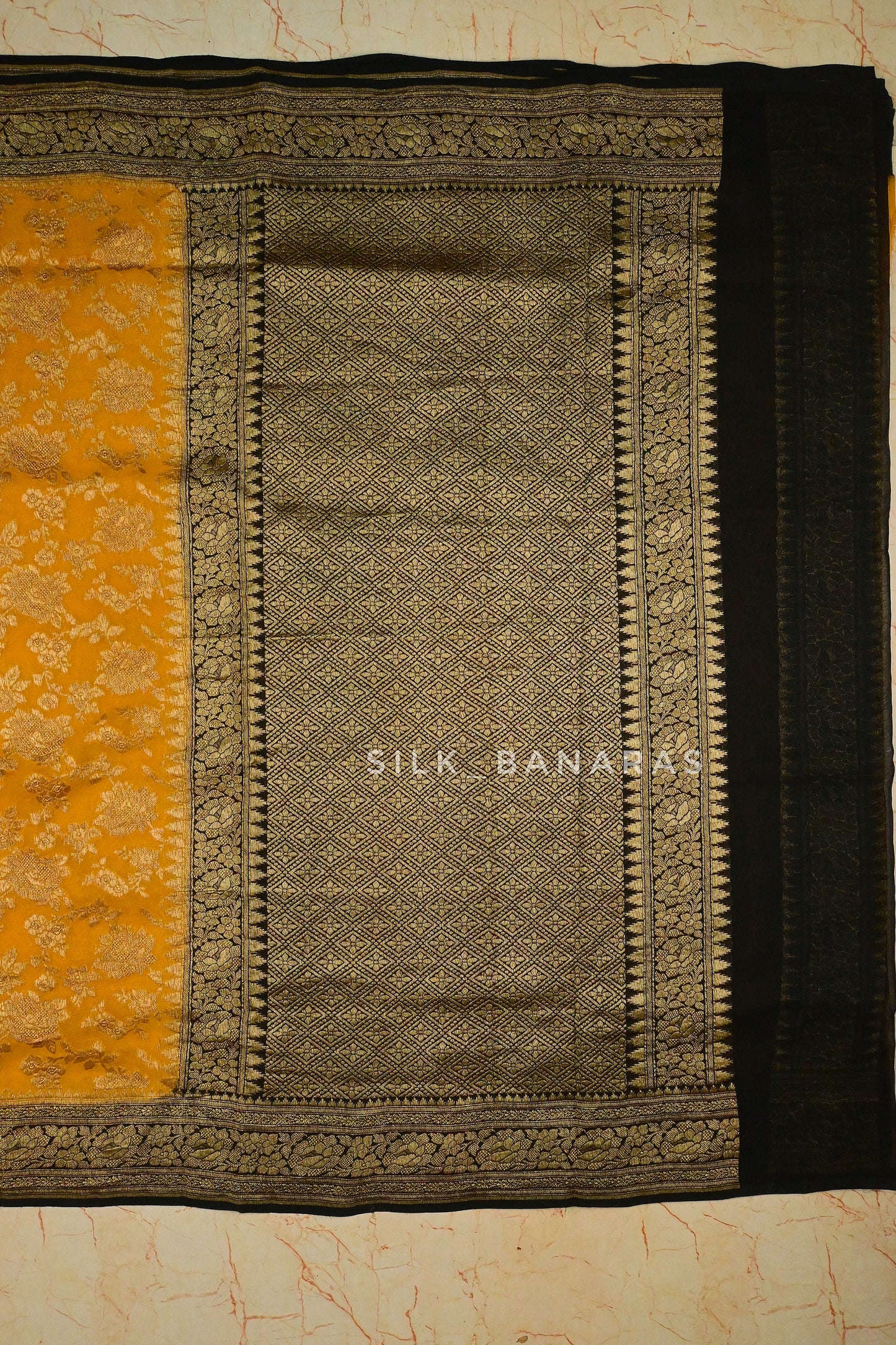 Dual shade floral antique zari saree