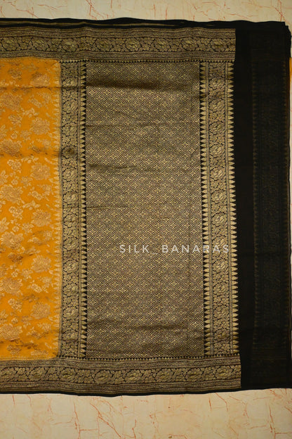 Dual shade floral antique zari saree