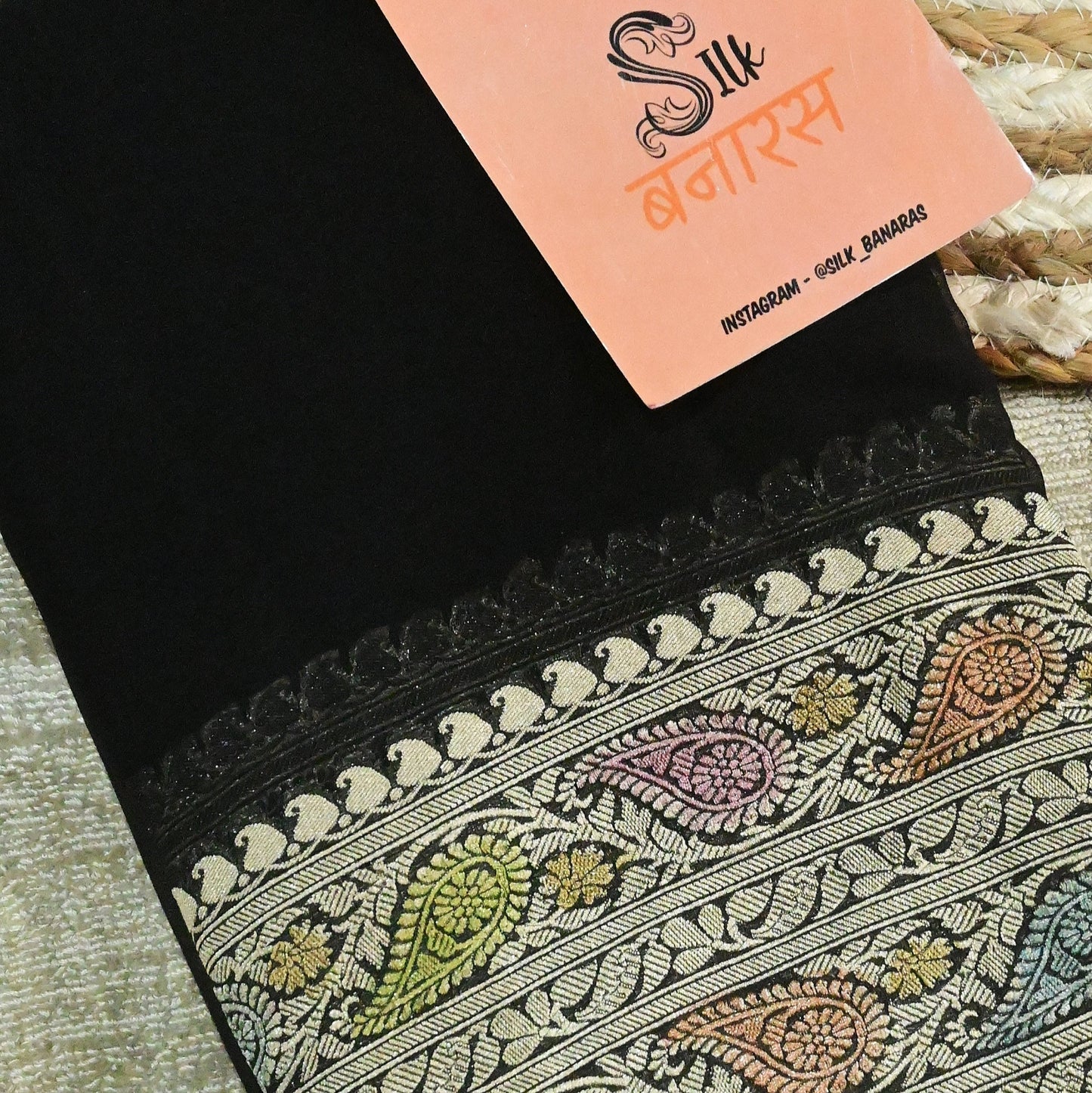 Black Georgette Plain Handbrush Saree