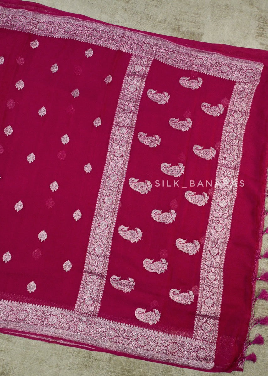 Pink Chiffon Saree