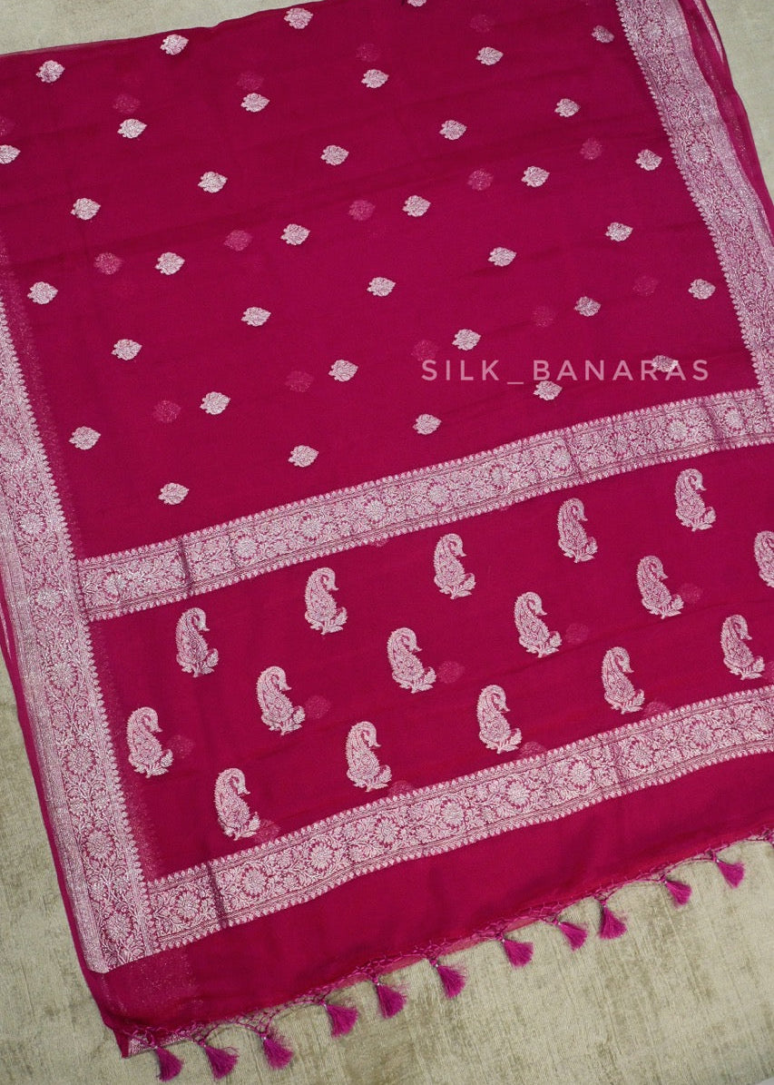Pink Chiffon Saree