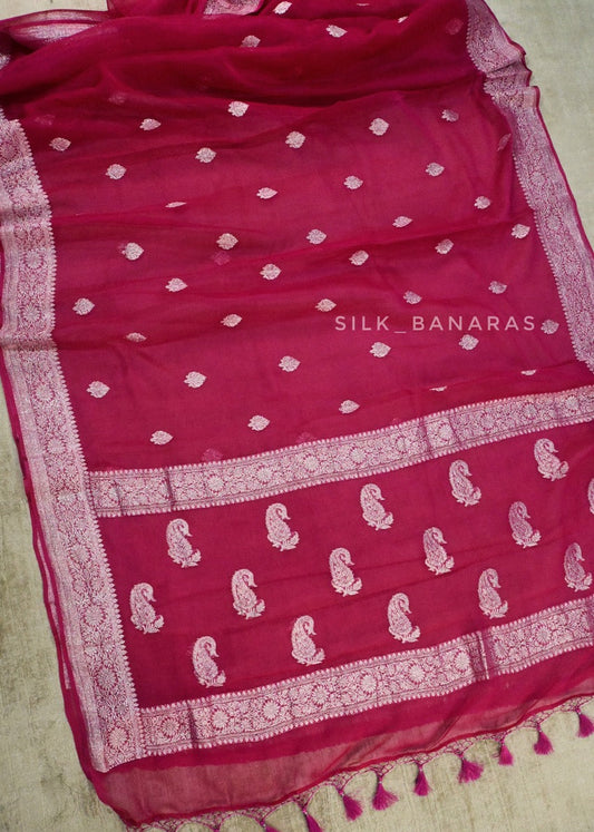 Pink Chiffon Saree