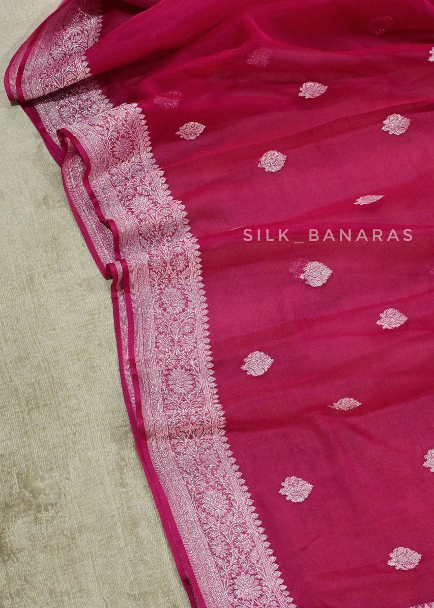 Pink Chiffon Saree