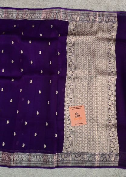 Organza Purple Thin Border Saree