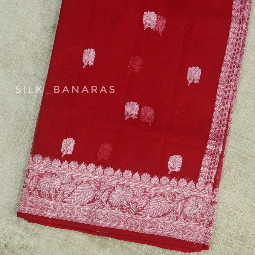 Red Chiffon Saree