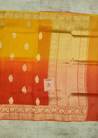 Handwoven Double Shade Banarasi Organza Silk Saree