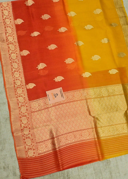 Handwoven Double Shade Banarasi Organza Silk Saree