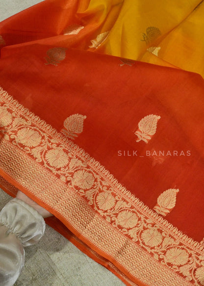 Handwoven Double Shade Banarasi Organza Silk Saree