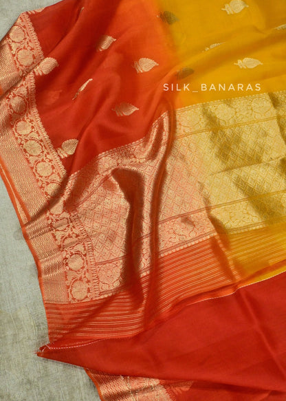 Handwoven Double Shade Banarasi Organza Silk Saree
