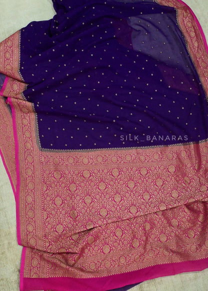 Dual Shaded Pure Khaddi Georgette Saree with Designer Blouse design