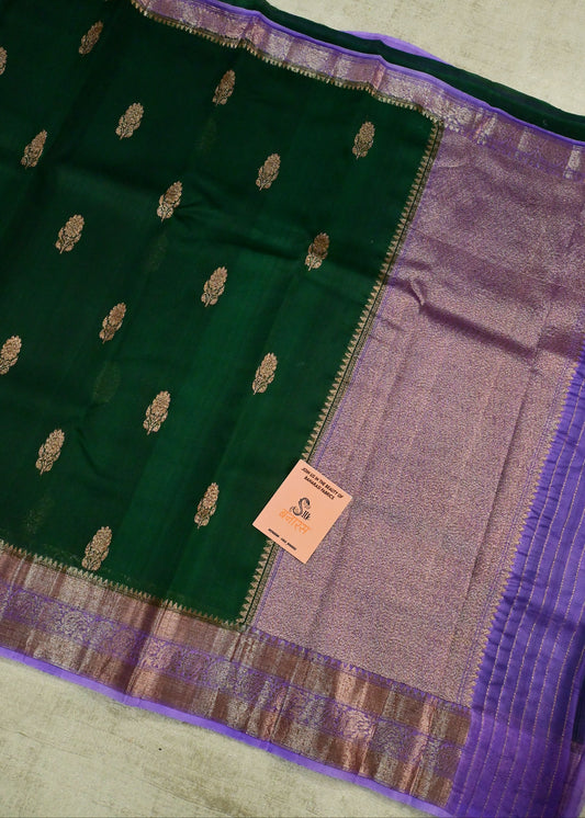 Handwoven Green Banarasi Organza Silk Saree