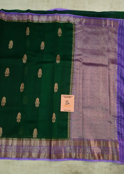 Handwoven Green Banarasi Organza Silk Saree