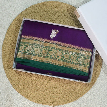 Handwoven Purple Banarasi Organza Silk Saree