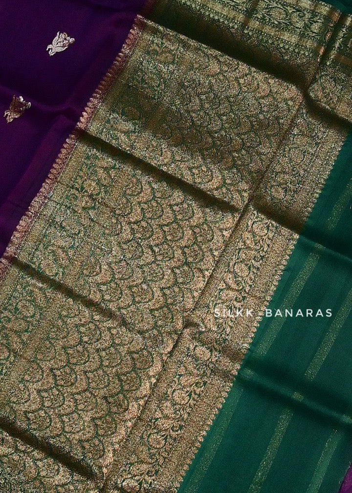 Handloom Pure Organza Silk Saree in Antique and Silver Buta