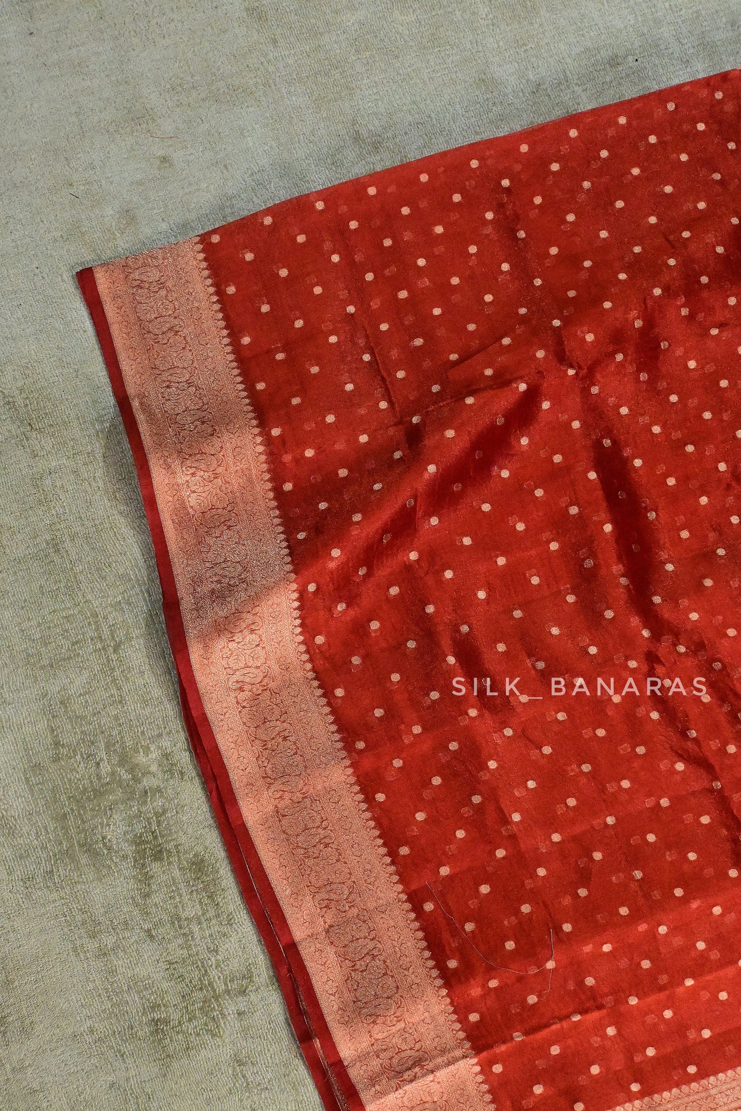 Beautiful Dotted Red Organza Saree