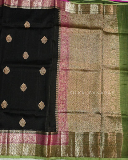 Handwoven Black Banarasi Organza Silk Saree