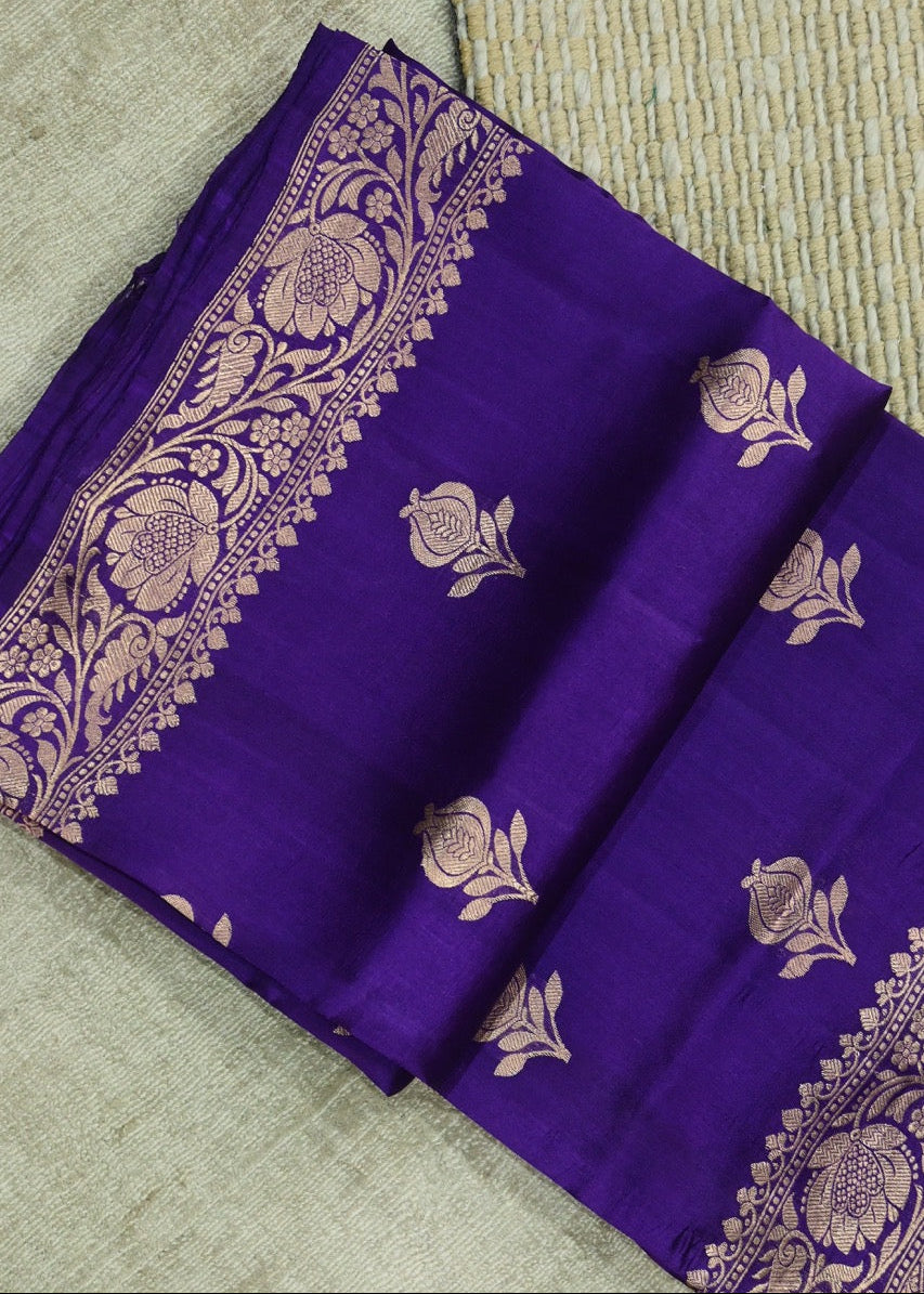 Handwoven Pure Silk Saree in Purple
