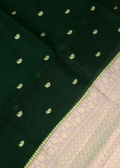 Bottle green Lavender Organza Saree