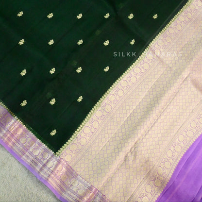 Bottle green Lavender Organza Saree