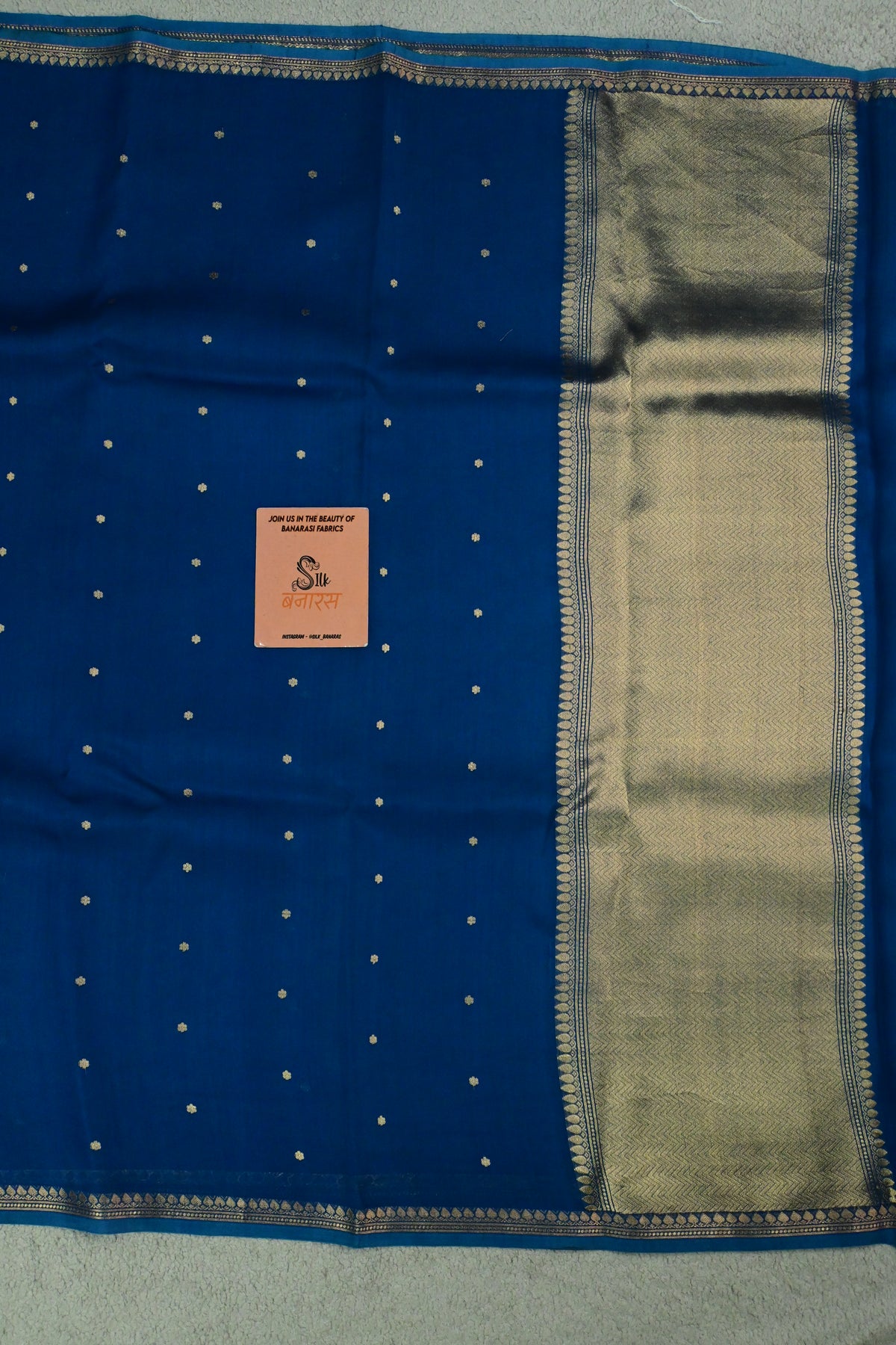 Handwoven Pure Kora Silk Banarasi Saree with Gold Zari Bootis