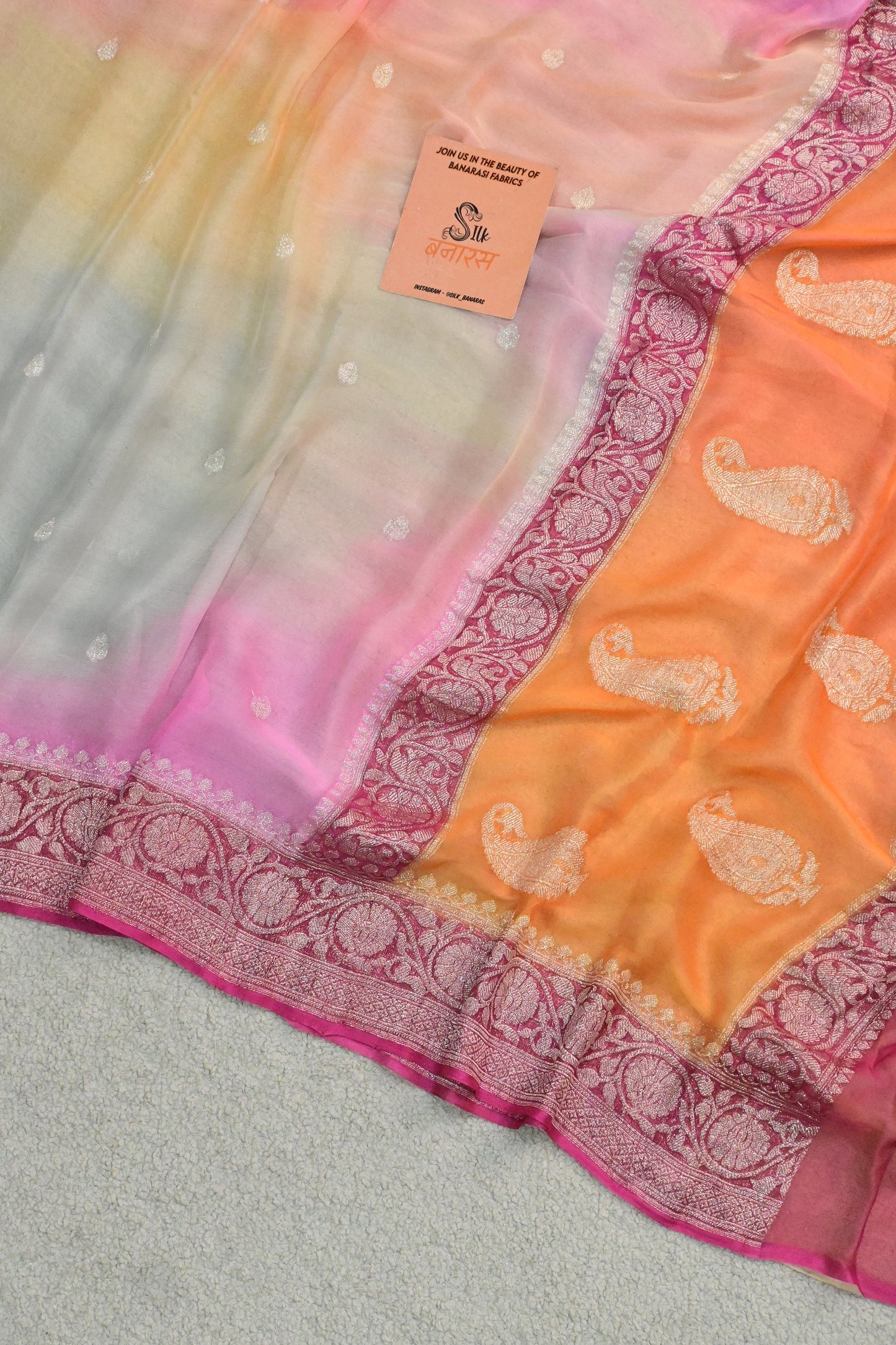 Pastel handwoven Khaddi chiffon saree