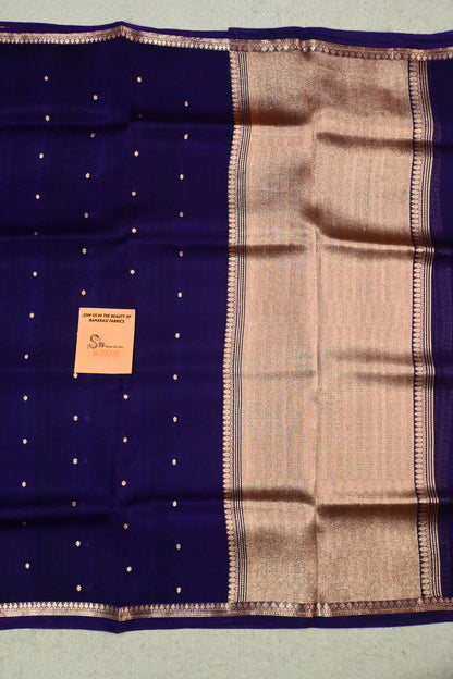 Handwoven Kora Silk Saree with Gold Zari Pallu & Small Butis