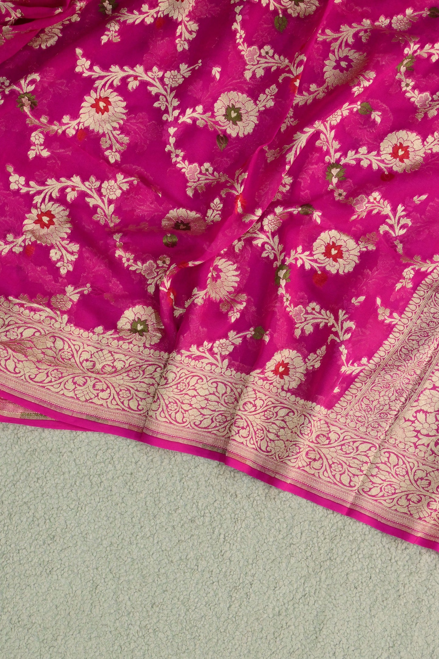 Khaddi Georgette Minakari saree