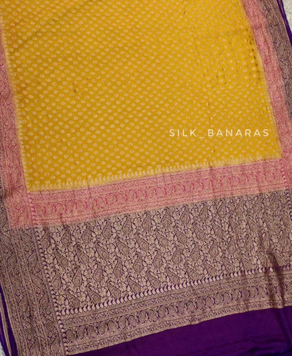 Handwoven Triple Shade Khaddi Georgette Saree